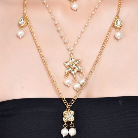 Layered Pearl Mirror Star Necklace Set for Elegant Evenings